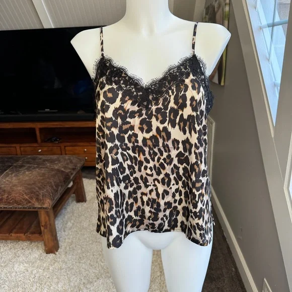 Leopard lace-trim cami - Picture 1 of 4